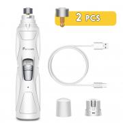 Dog Nail Grinder, 2-Speed Electric Dog Nail Clippers Trimmer Grinder, Portable Rechargeable Low Noise Pet Nail Grinder for Small Medium Large Dogs Cats Pets Painless Paws Grooming, 2 Grinding Wheels